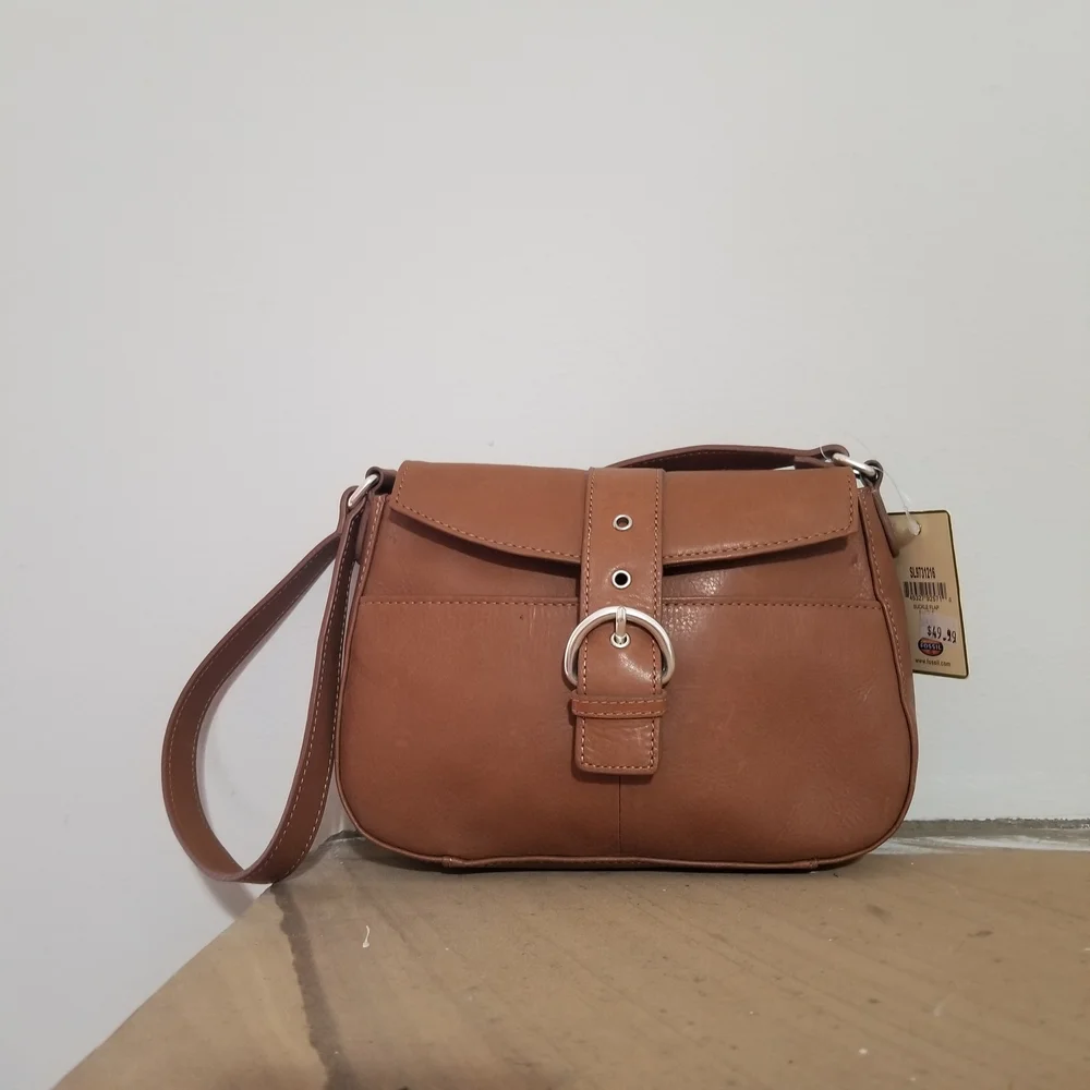 🔥NEW! Fossil Tan Leather Shoulder Bag NWT PRICE FIRM - Picture 3 of 8